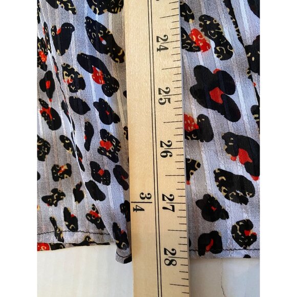 Womens Custom Made Red/Black Geometric Print Blouse with Petal Sleeves Size 22 - Picture 3 of 8